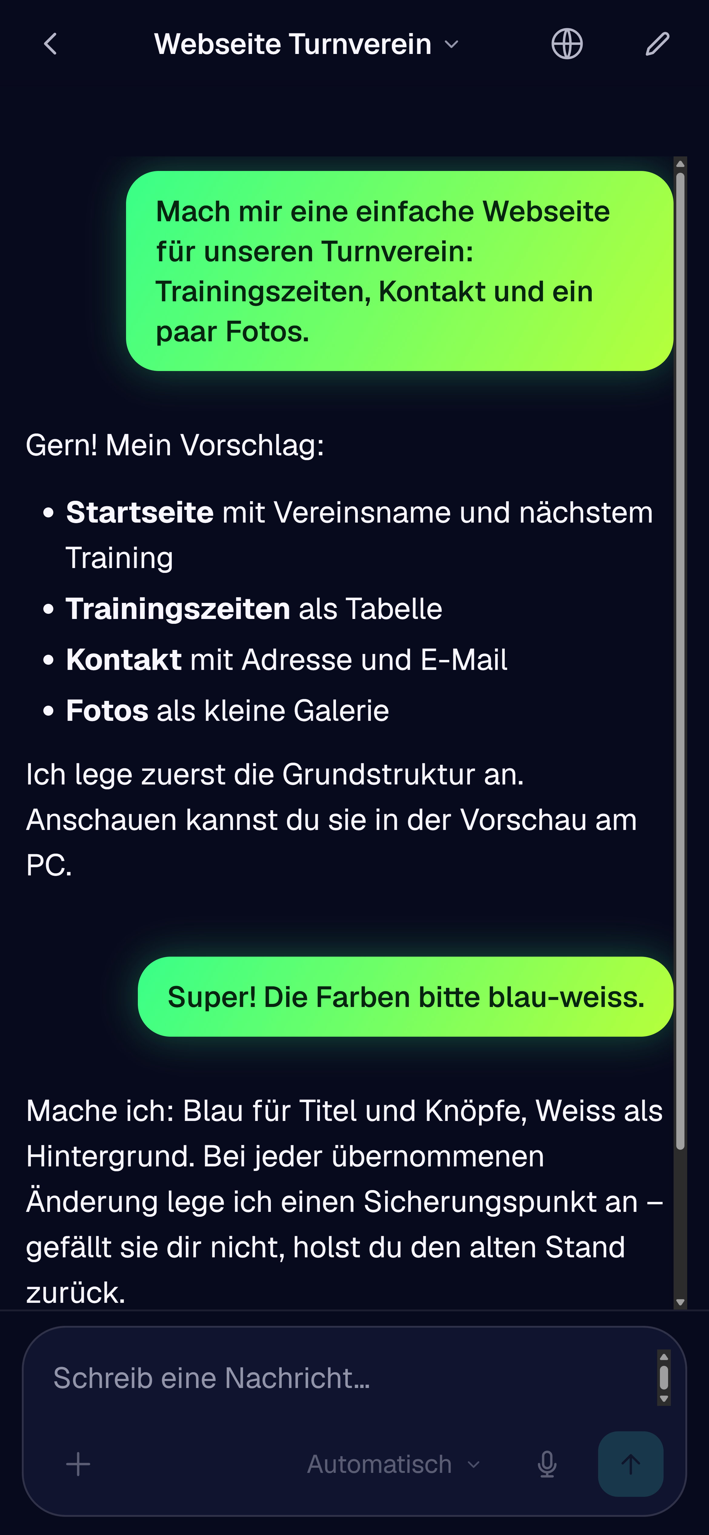 Bildschirmfoto der Bürgys-Vorschau auf einem Handy